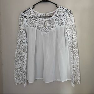 Sheer White Boho Crochet Blouse